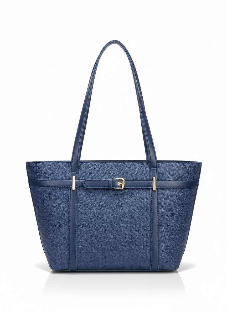 Classic Belted Textured Work Tote Bag —   handbag by HandbagsAvenue